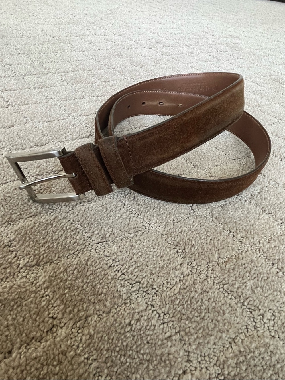 Allen Edmonds Classic Brown Suede Men's Belt - Leather Backing
